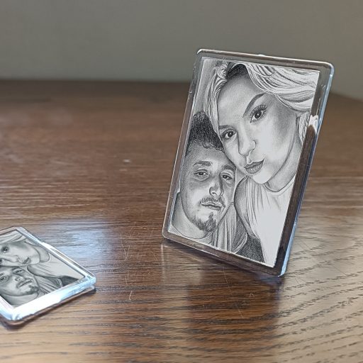 Mini portré hűtőmágnes páros rajz